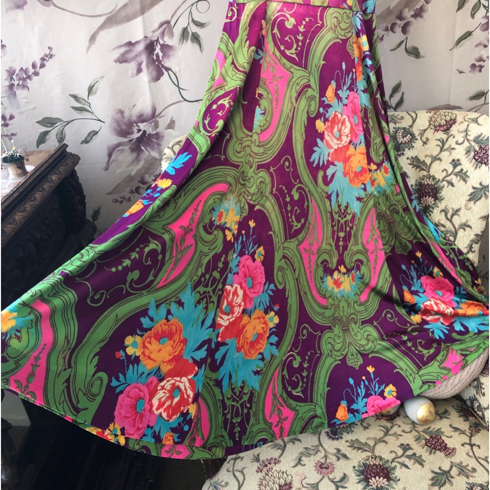 1970 Vintage print dress Zipper back Ver good condition Puff sleeve One fault - Picture 4 of 12